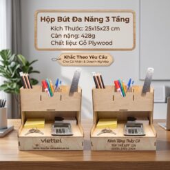 Hộp Bút Đa Năng 3 Tầng - Khắc Theo Yêu Cầu Cho Cá Nhân & Doanh Nghiệp Làm Quà Tặng
