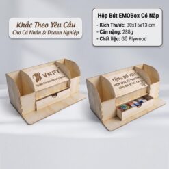 Hộp Bút EMOBox Có Nắp - Khắc Theo Yêu Cầu Cho Cá Nhân & Doanh Nghiệp Làm Quà Tặng