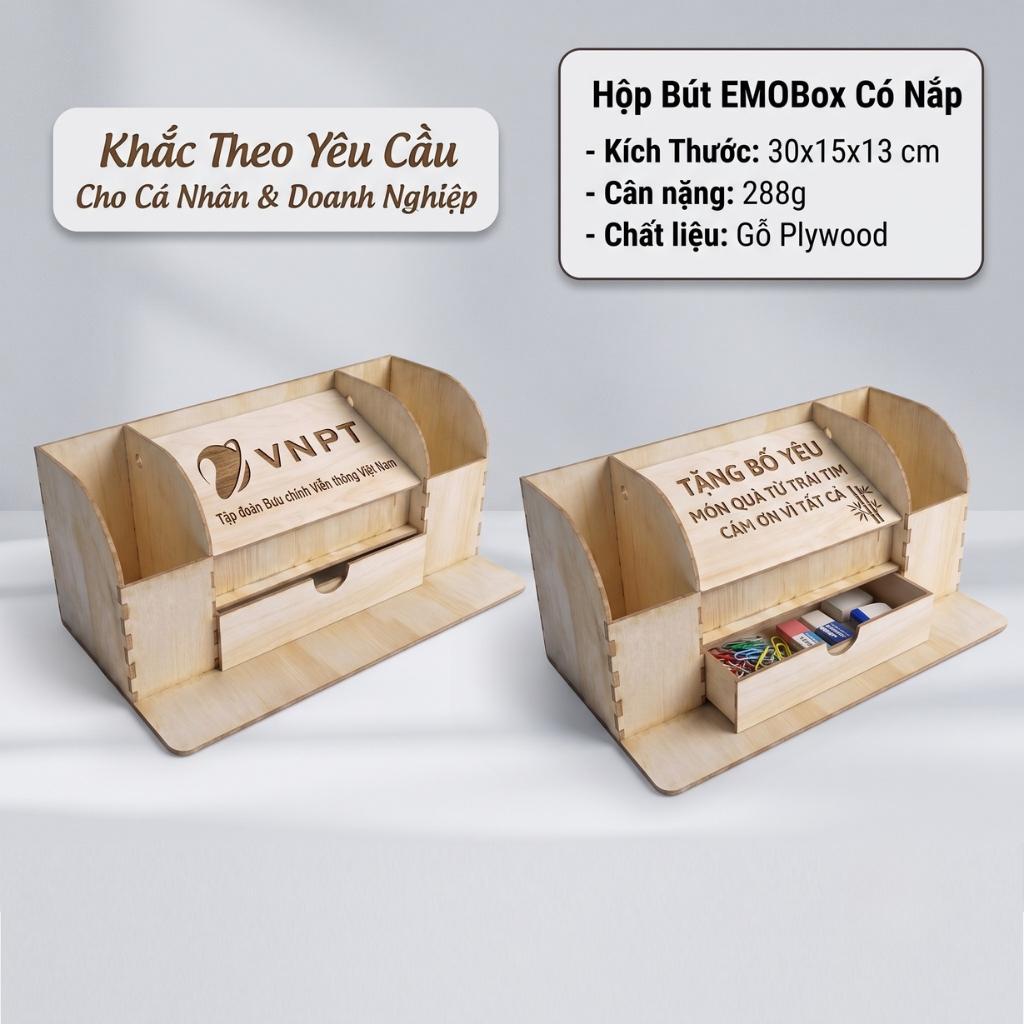 Hộp Bút EMOBox Có Nắp - Khắc Theo Yêu Cầu Cho Cá Nhân & Doanh Nghiệp Làm Quà Tặng