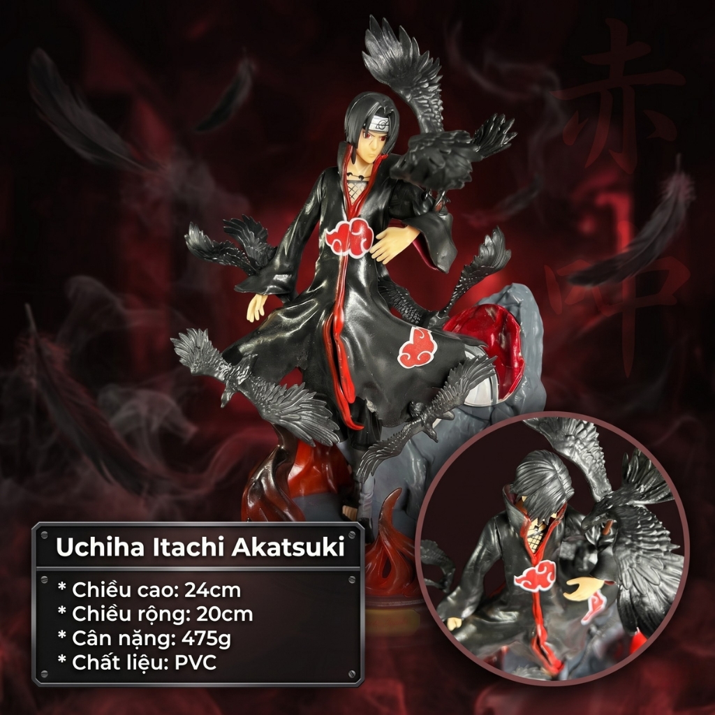 Mô hình Uchiha Itachi Akatsuki PVC 24cm - Tượng anime Naruto cực đẹp